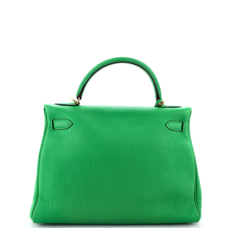 Hermes Kelly Handbag Green Togo With