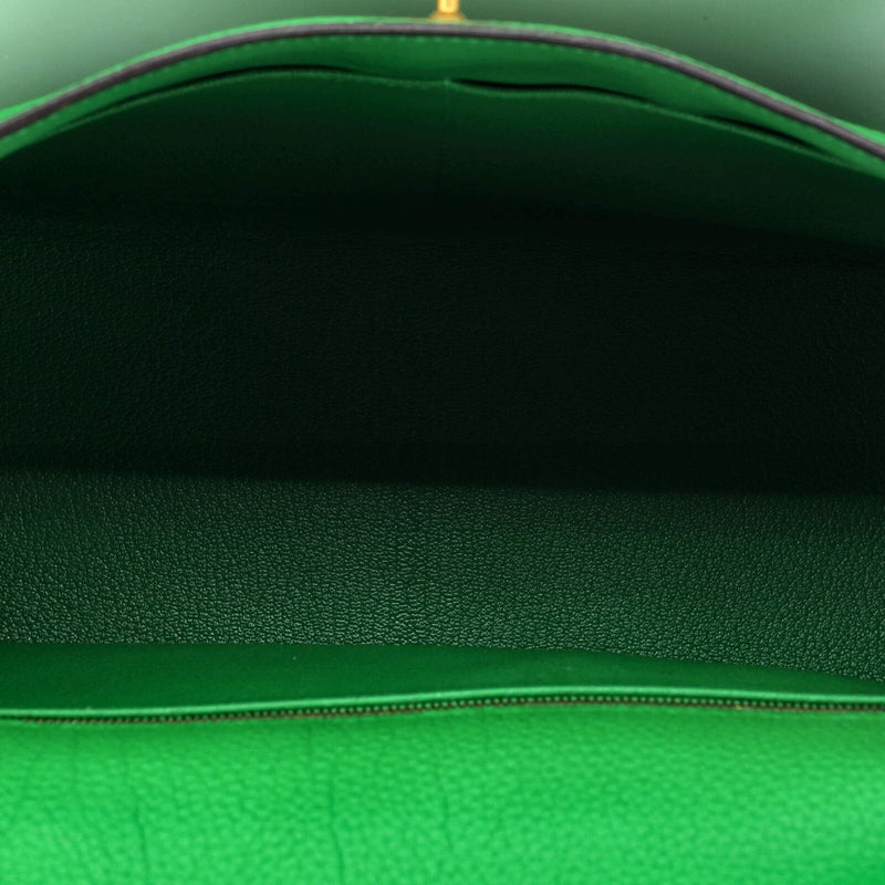 Hermes Kelly Handbag Green Togo With