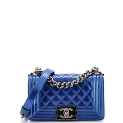 Chanel Boy Flap Bag Quilted Patent Small