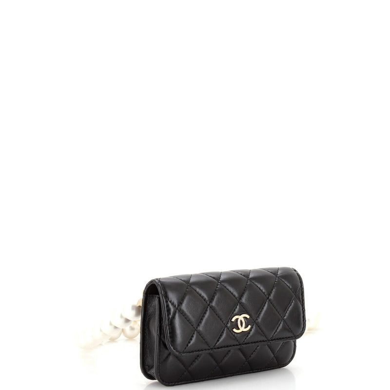 Chanel Pearl Strap Clutch With Chain