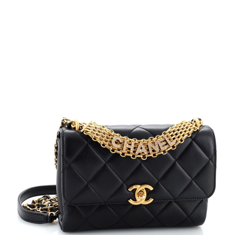 Chanel Crystal Logo Letters Chain Handle