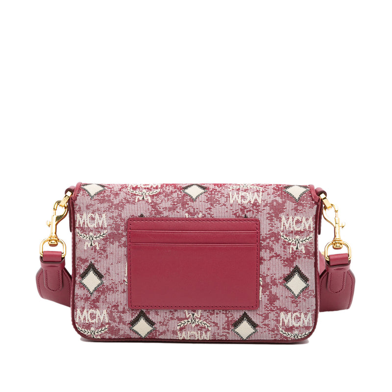 Mcm Vintage Jacquard Crossbody Red