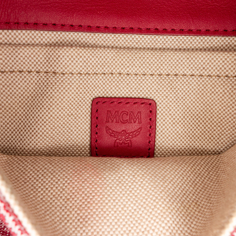 Mcm Vintage Jacquard Crossbody Red