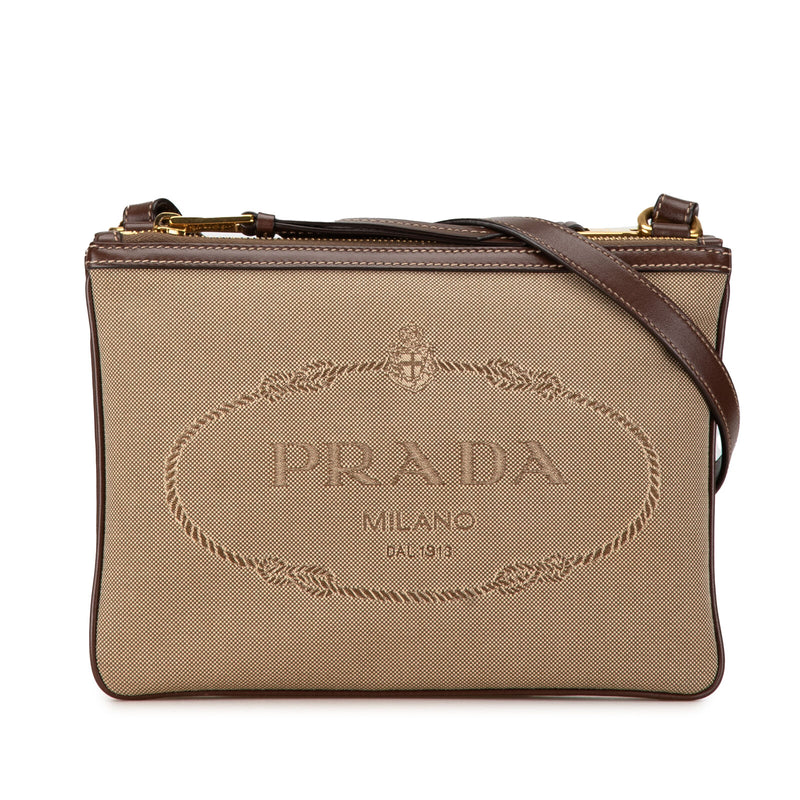 Prada Canapa Logo Double Zip