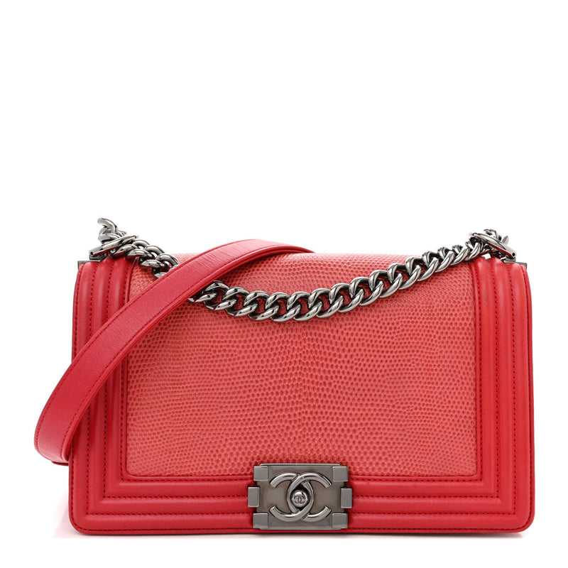 Chanel Lizard Medium Boy Flap Red