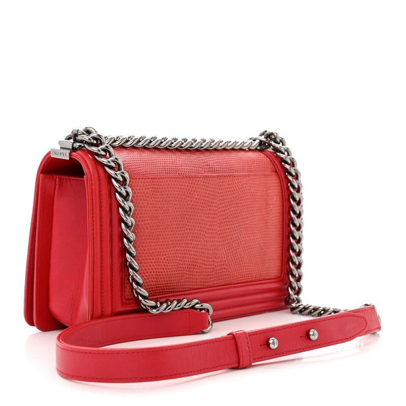 Chanel Lizard Medium Boy Flap Red