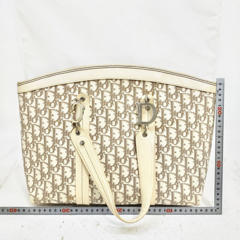 Christian Dior Hand Bag Beige Canvas