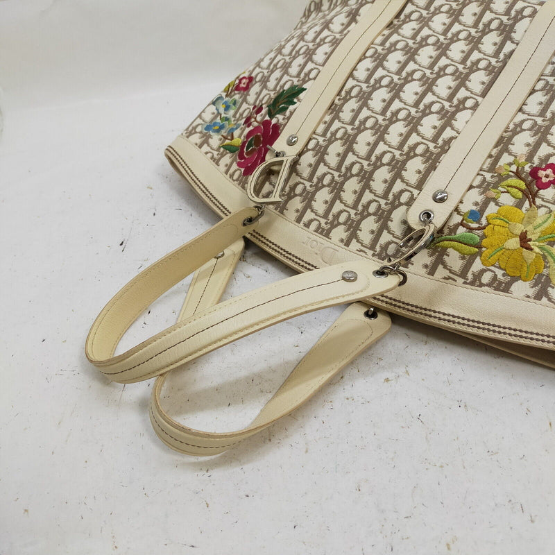Christian Dior Hand Bag Beige Canvas