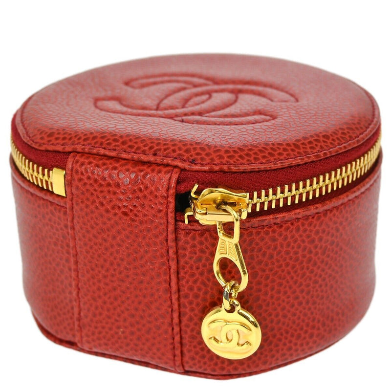 Chanel Red Caviar Jewelry Case Pouch