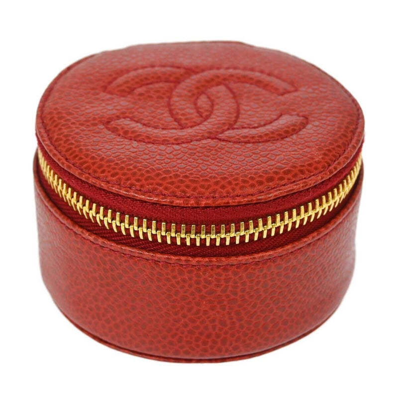 Chanel Red Caviar Jewelry Case Pouch