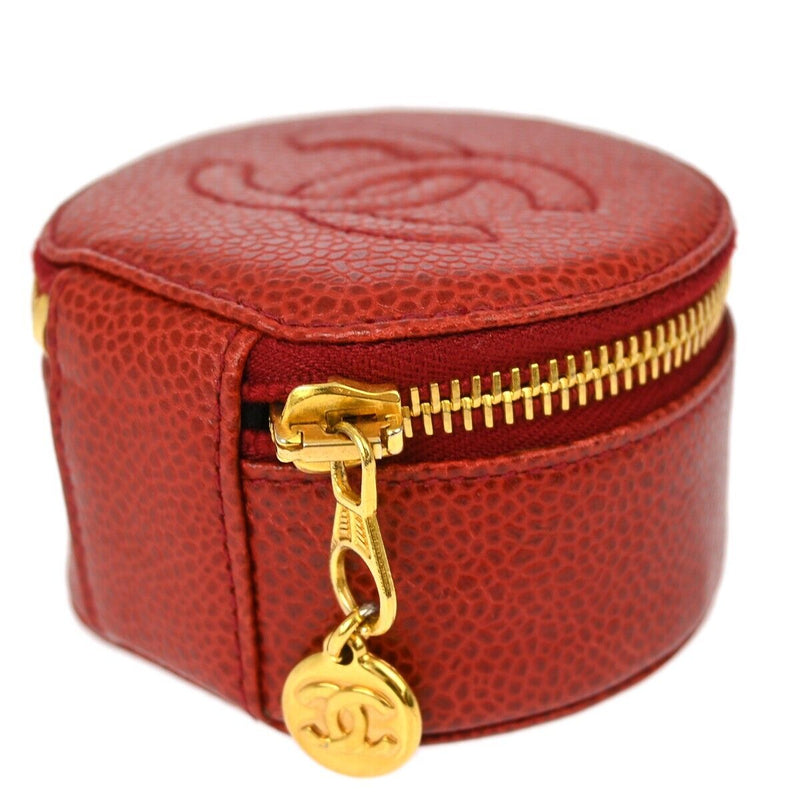 Chanel Red Caviar Jewelry Case Pouch