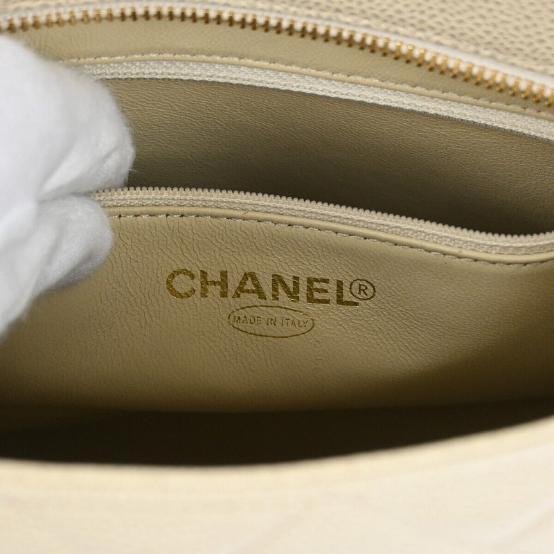 Chanel Ivory Caviar Medallion Tote