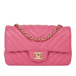 Chanel Pink Lambskin V Stitch Single