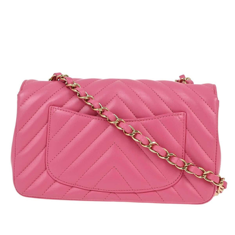 Chanel Pink Lambskin V Stitch Single