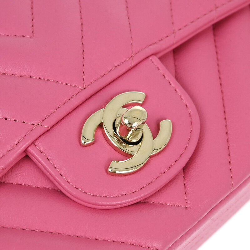 Chanel Pink Lambskin V Stitch Single