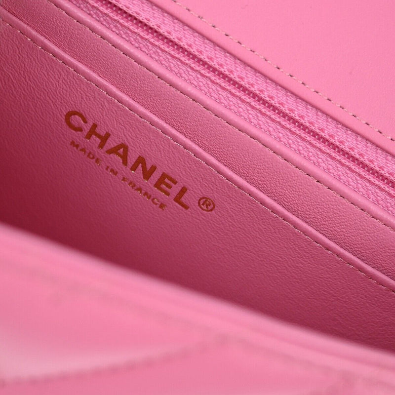 Chanel Pink Lambskin V Stitch Single