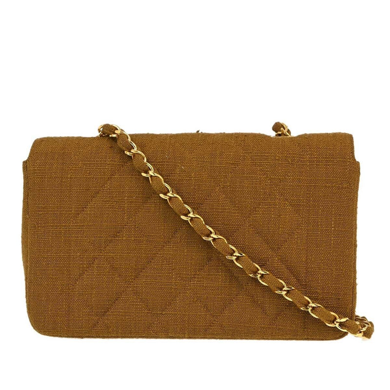 Chanel Brown Linen Small Diana Shoulder