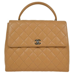 Chanel Beige Caviar Top Handle Handbag