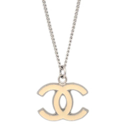 Chanel Chain Necklace Silver White 05A