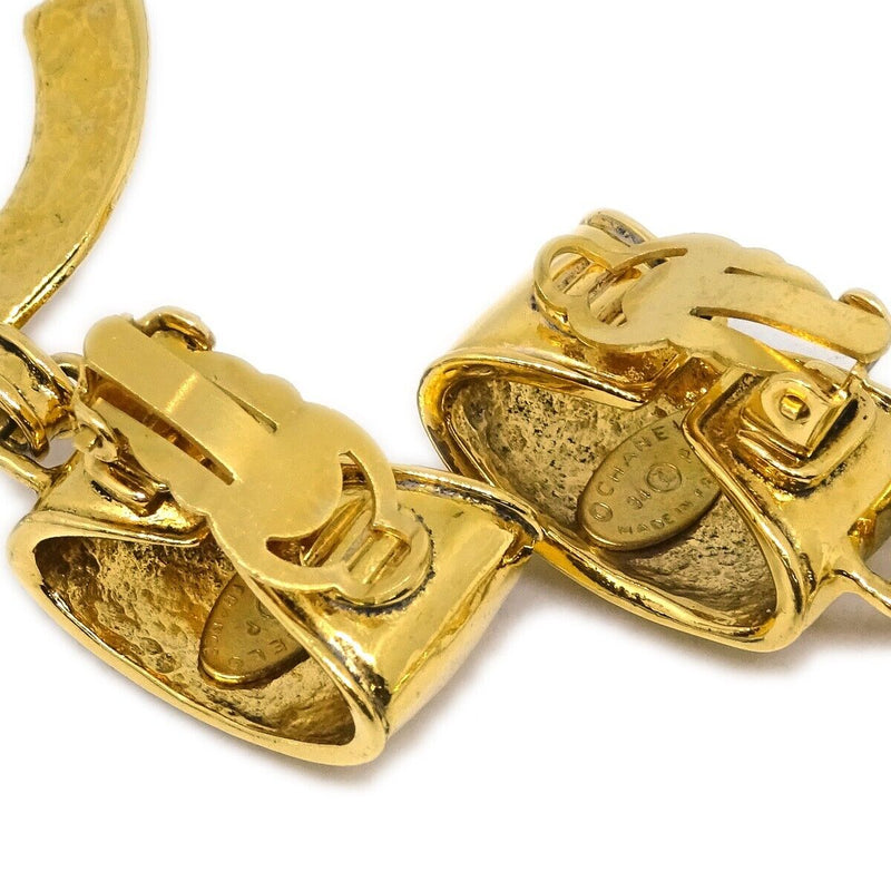 Chanel Cc Dangle Earrings Clip-On Gold