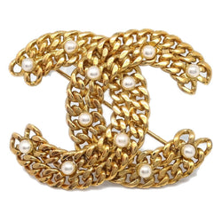 Chanel Gold Cc Brooch Pin Artificial