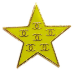 Chanel Star Brooch Pin Yellow 01P