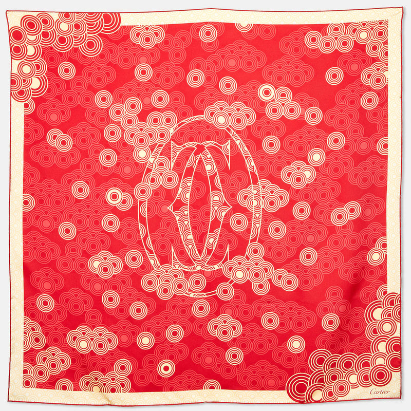 Cartier Red/Yellow Circle Print Silk