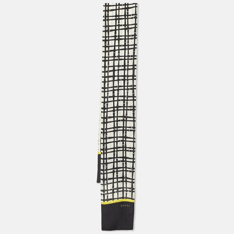 Gucci Monochrome Check Print Silk Narrow