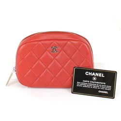 Chanel Matelassé Pouch Lambskin Red Coco