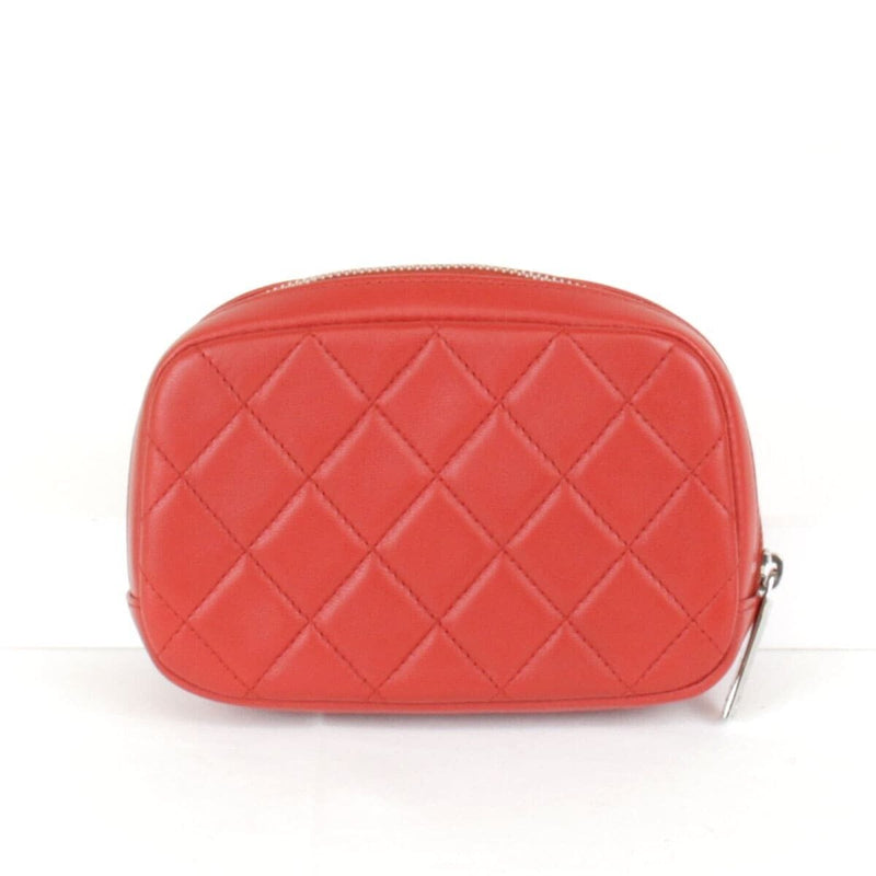 Chanel Matelassé Pouch Lambskin Red Coco