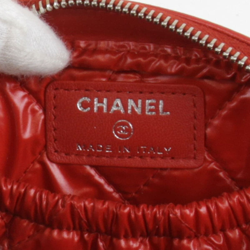 Chanel Matelassé Pouch Lambskin Red Coco