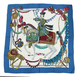 Hermes Scarf Large Blue White Silk