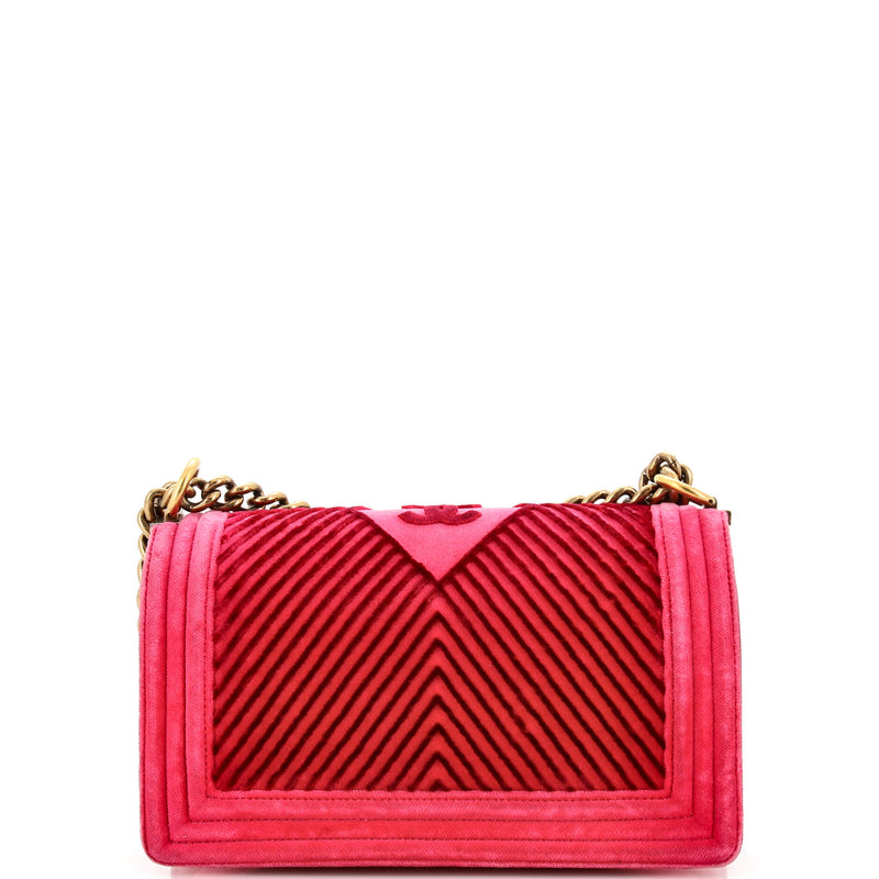 Chanel Boy Flap Bag Chevron Velvet Old