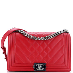 Chanel Boy Flap Bag Chevron Lambskin New