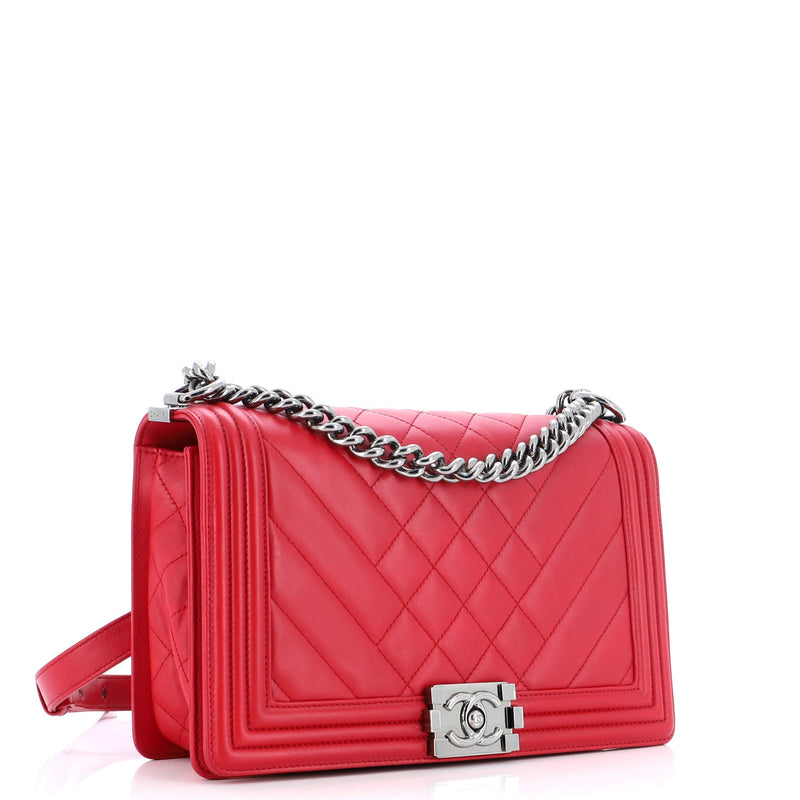 Chanel Boy Flap Bag Chevron Lambskin New