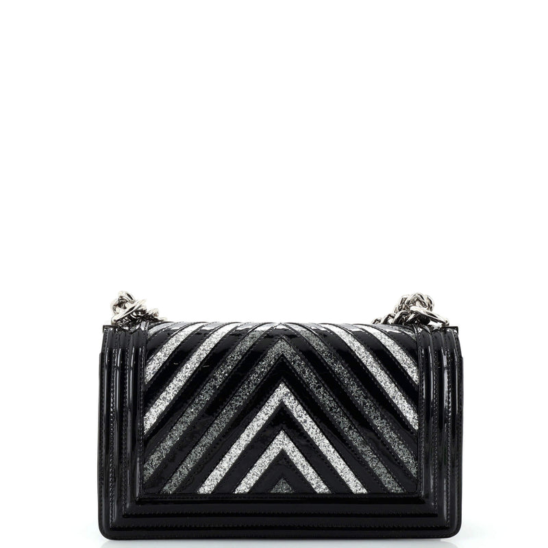 Chanel Boy Flap Bag Chevron Patent With