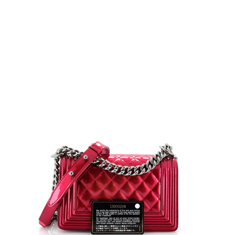 Chanel Boy Flap Bag Quilted Patent Small