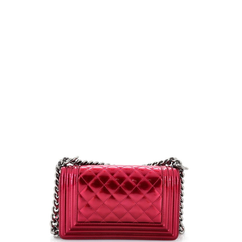 Chanel Boy Flap Bag Quilted Patent Small