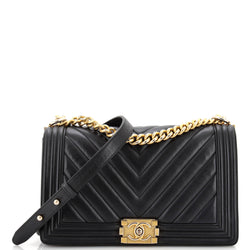 Chanel Boy Flap Bag Chevron Lambskin New