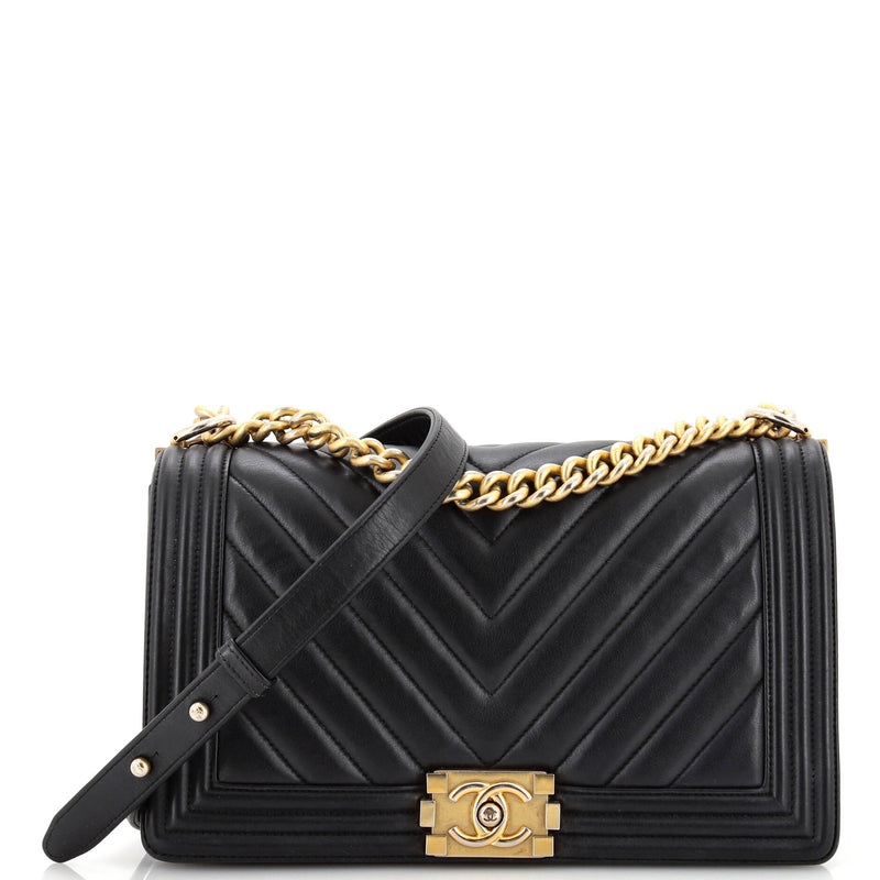 Chanel Boy Flap Bag Chevron Lambskin New