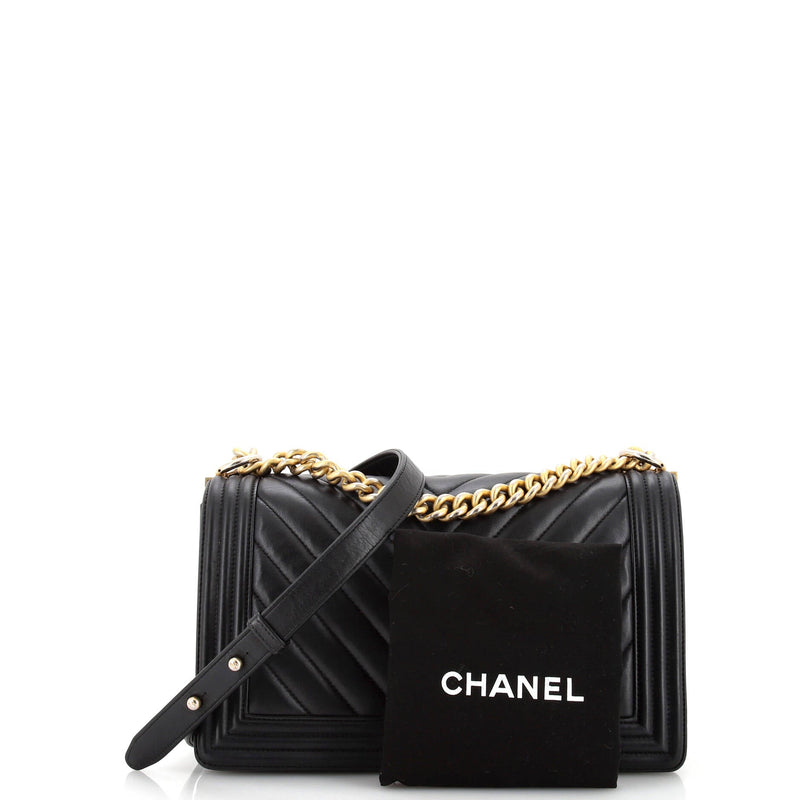 Chanel Boy Flap Bag Chevron Lambskin New