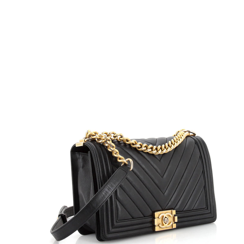 Chanel Boy Flap Bag Chevron Lambskin New