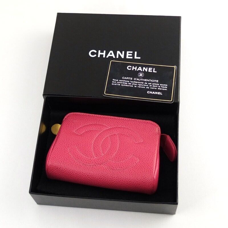 Chanel Cosmetics Pouch Caviar Skin Pink