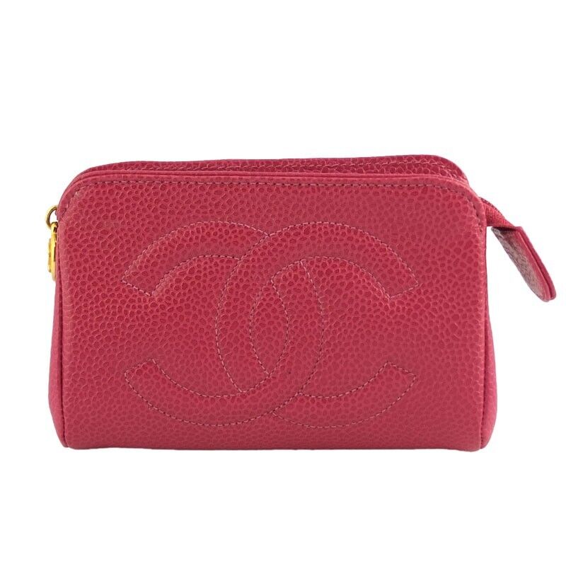 Chanel Cosmetics Pouch Caviar Skin Pink