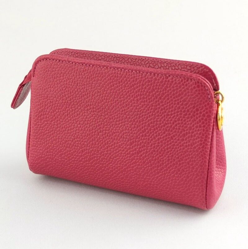 Chanel Cosmetics Pouch Caviar Skin Pink