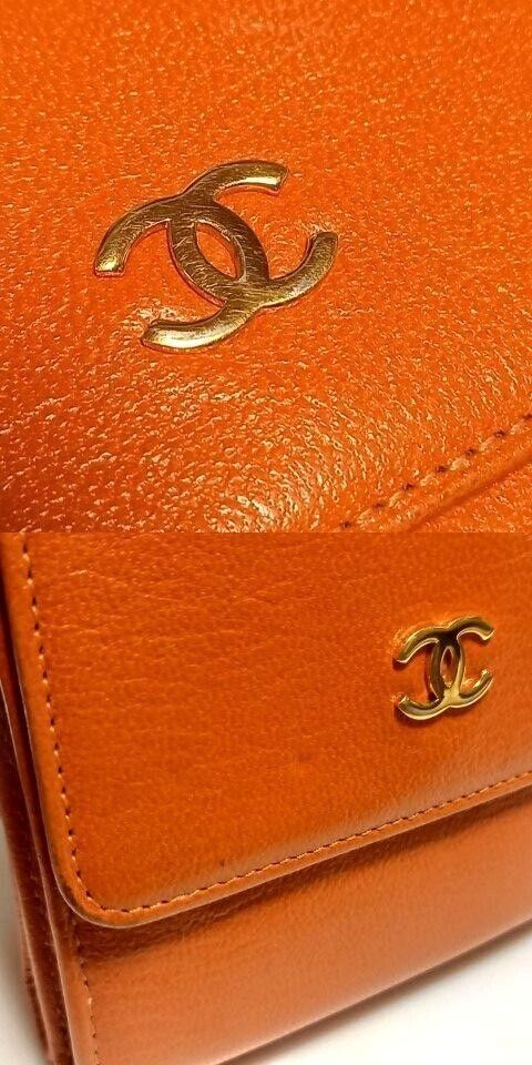 Chanel W Hook Wallet Fold With Orange