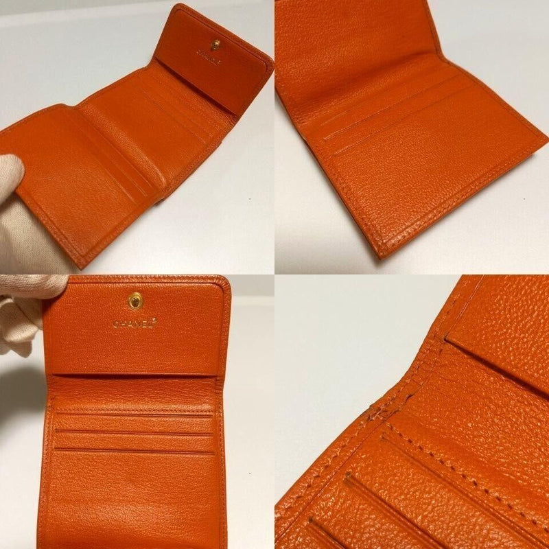 Chanel W Hook Wallet Fold With Orange