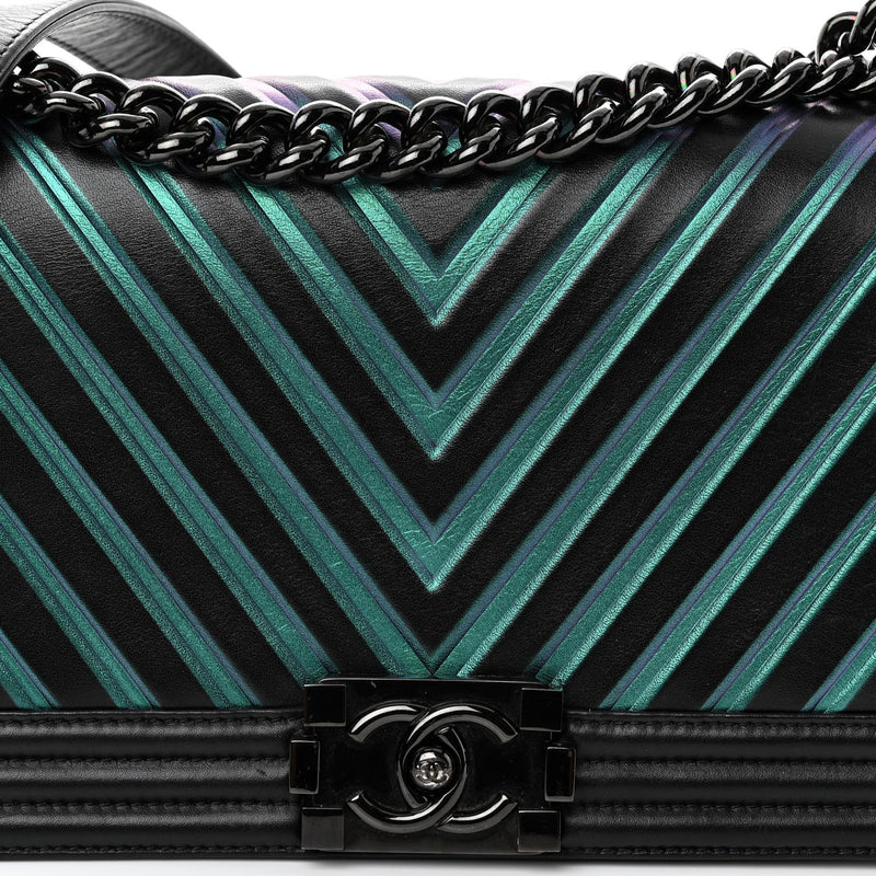 Chanel Calfskin Painted Chevron Embossed