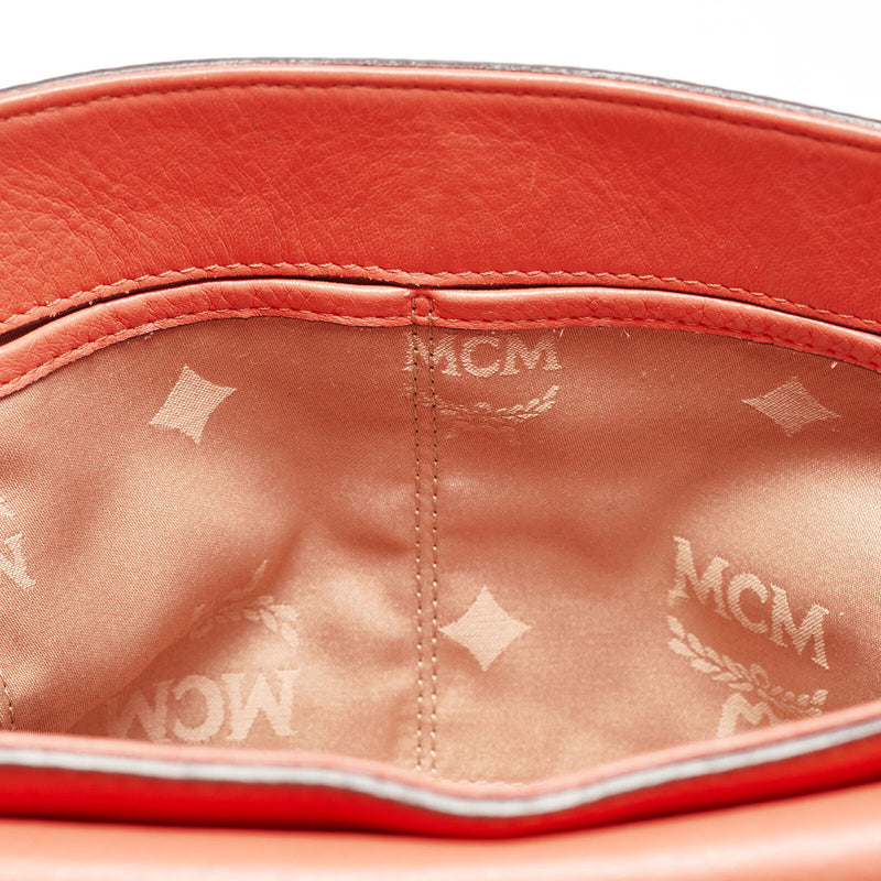 Mcm Orange Leather Turn Lock Flap Top