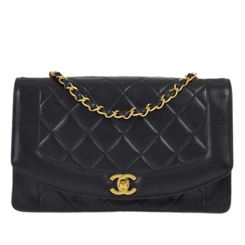 Chanel Black Lambskin Medium Diana